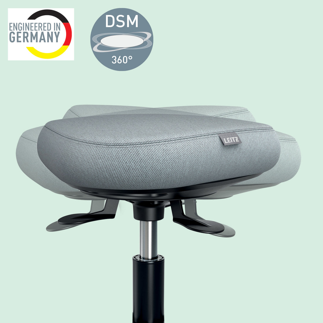 Leitz Ergo Active Sitting Stool with Wheels and Wobble Comfort Seat - image 3