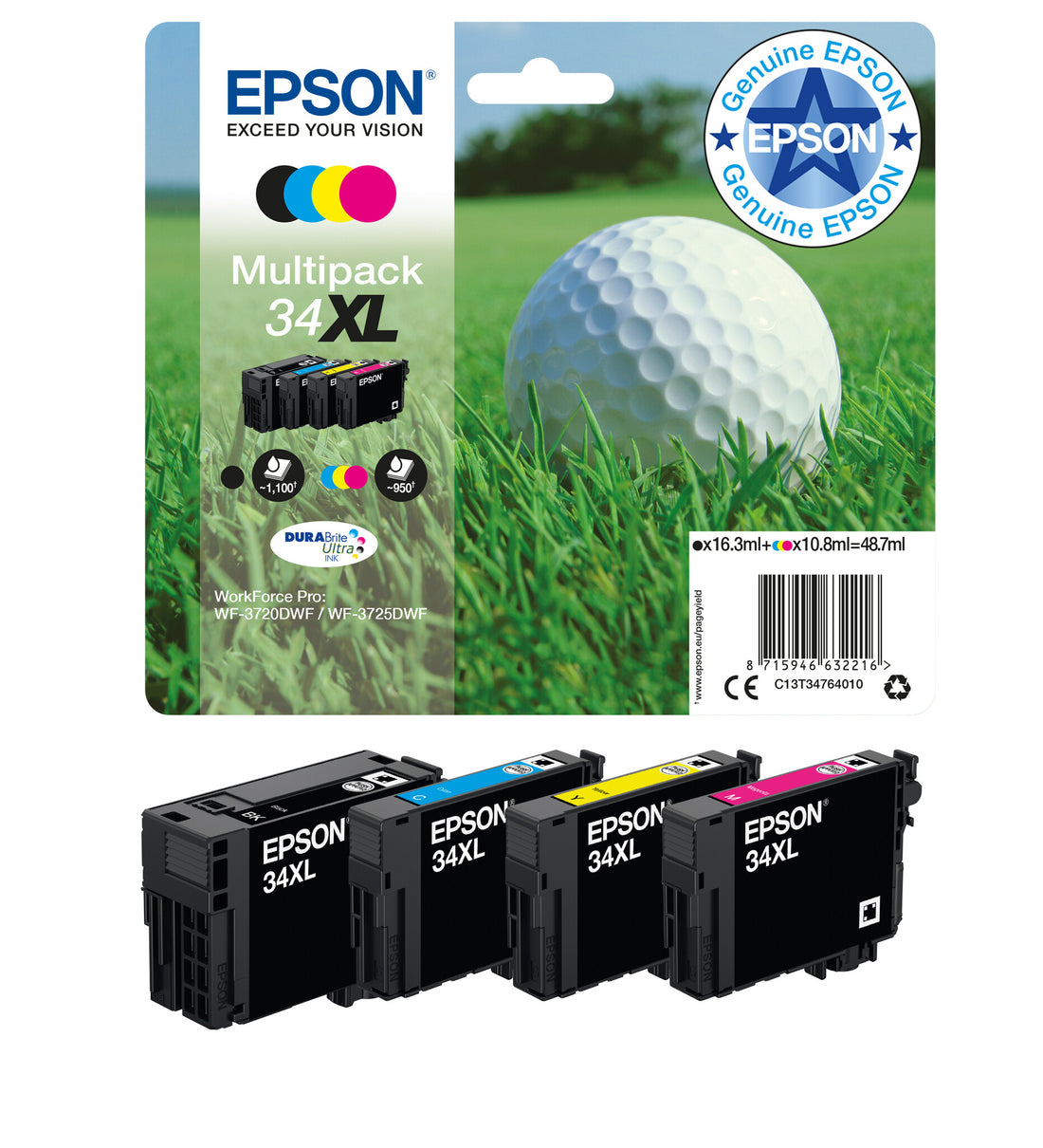 Epson Golf ball 34XL DURABrite Ultra Multipack 4-colours Ink - image 2