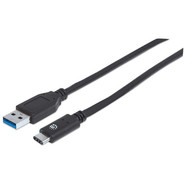 Manhattan USB-C to USB-A Cable, 1m, USB 3.2 Gen 2 (formerly USB 3.1 Gen 2), 10 Gbps, 3A Fast Charging, SuperSpeed+ USB, Black, Lifetime Warranty, Equivalent to USB31AC1M