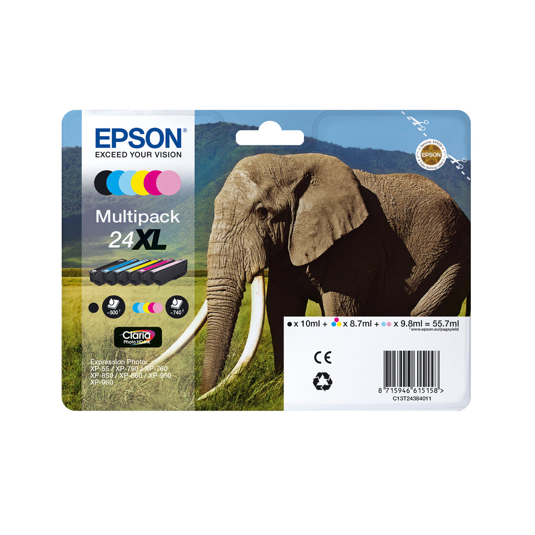 Epson Elephant 24 Claria Photo HD Single Cyan Ink