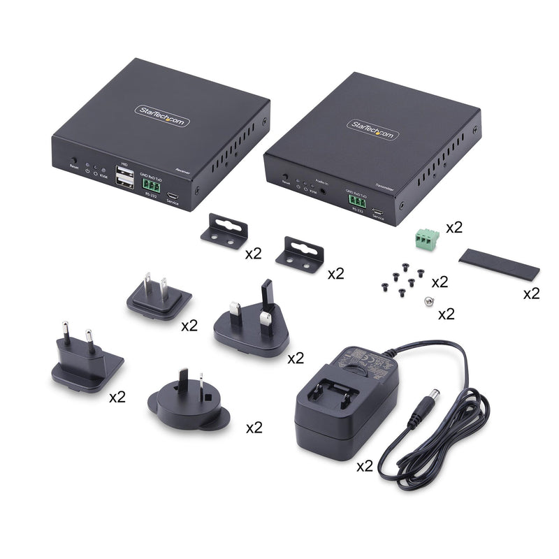 StarTech.com HDMI KVM Extender Over IP Network, 4K 60Hz, Driverless, HDMI and USB Over Ethernet/CAT6, AVoIP, Transmitter and Receiver Kit, Includes Mounting Kits