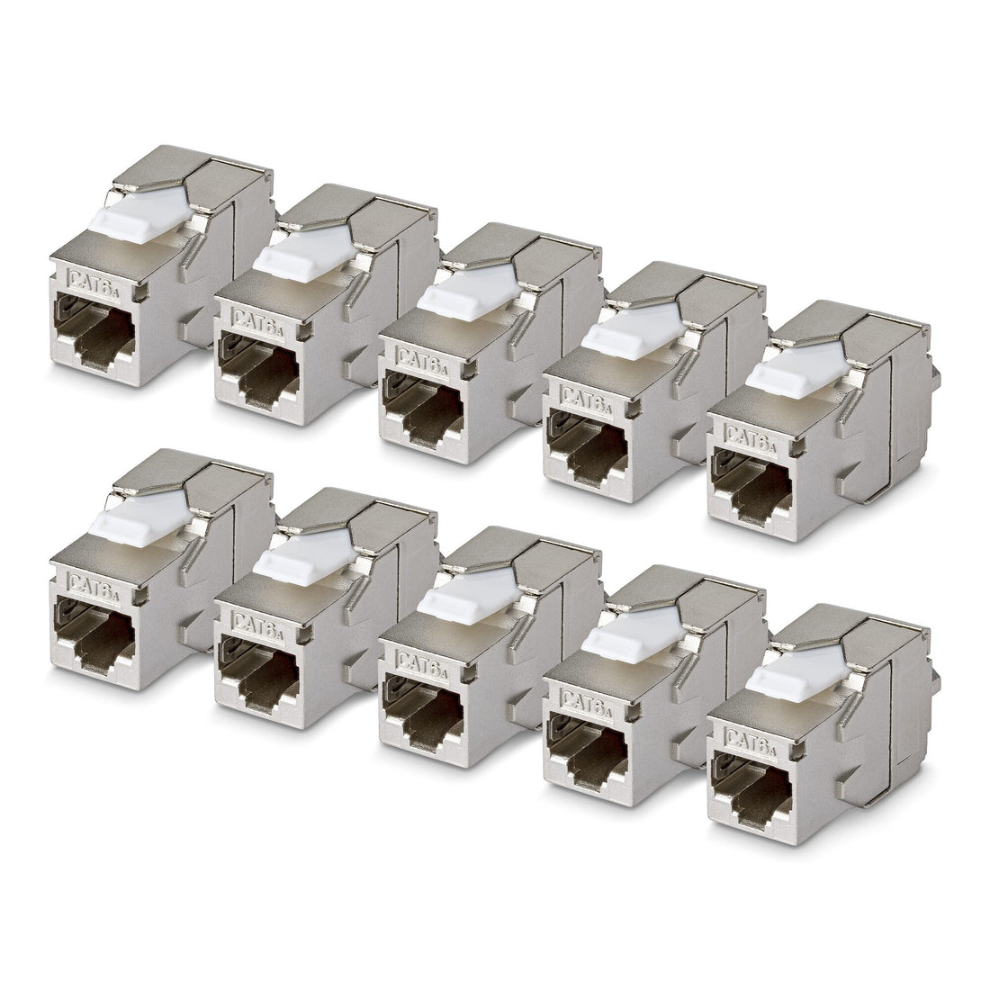 StarTech.com Shielded Cat6a Keystone Jack, 10-Pack RJ45 Ethernet Keystone Jacks, STP Cat6a Wall Jack