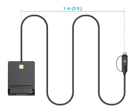 Manhattan USB-A / USB-C combo Smart Card Reader, USB 2.0 Type-C and Type-A Male to Contact Reader Interface - image 5