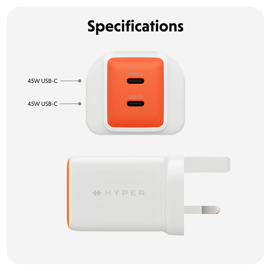 Targus HyperJuice Flex 45W GaN Laptop, Smartphone, Headset, Portable gaming console White, Orange AC Indoor - image 5