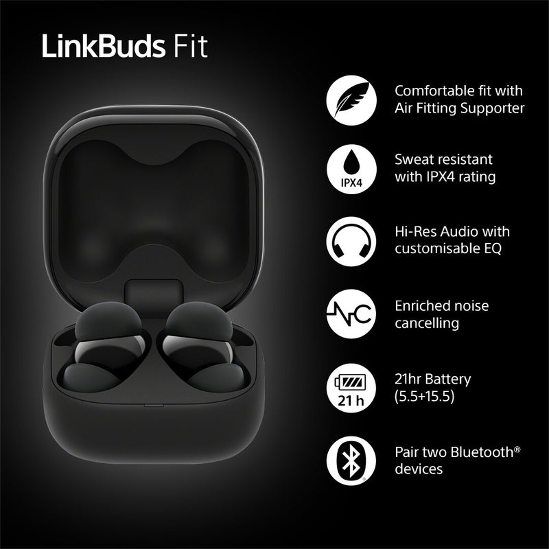 Sony LinkBuds Fit WFLS910NB headphones/headset Wireless In-ear Calls/Music Bluetooth Black