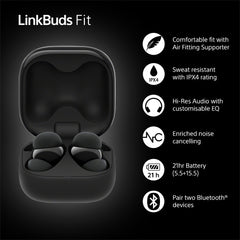 Sony LinkBuds Fit WFLS910NB headphones/headset Wireless In-ear Calls/Music Bluetooth Black