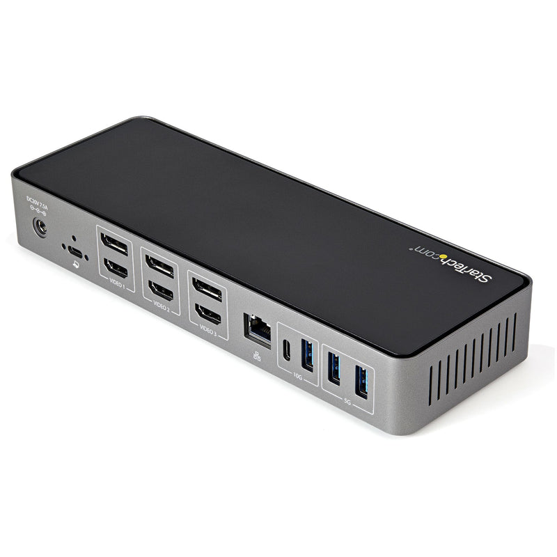 StarTech.com USB-C & USB-A Dock - Hybrid Universal Triple Monitor Laptop Docking Station DisplayPort & HDMI 4K 60Hz - 85W Power Delivery, 6x USB Hub, GbE, Audio - USB 3.1 Gen 2 10Gbps - TAA