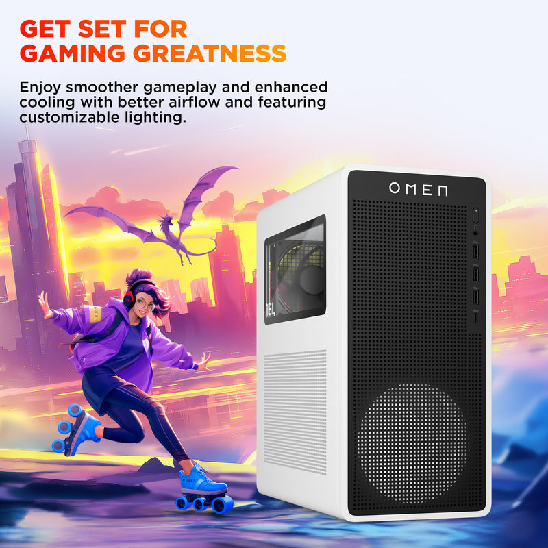 HP OMEN 16L Gaming Desktop PC TG03-0023na PC Intel Core Ultra 5 225F 16 GB DDR5-SDRAM Windows 11 Home Tower AI PC White