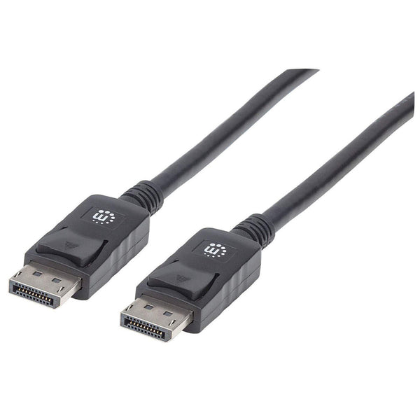 Manhattan DisplayPort 1.2 Cable, 4K@60Hz, 2m, With Latches, Fully Shielded, Black, Lifetime Warranty, Equivalent to DISPL2M