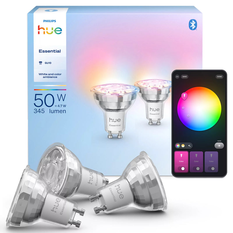 Philips Hue White and colour ambience Essential GU10 – smart spotlight – 345 lm – 4.7W – 3-pack