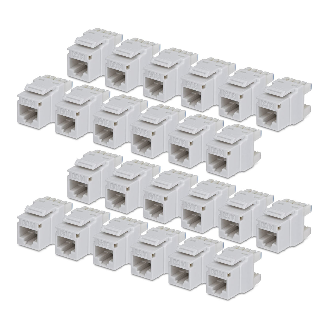 StarTech.com Cat6 Keystone Jack, 24-Pack RJ45 Ethernet Keystone Jacks, UTP Cat6 Wall Jack, 180-Degree 110