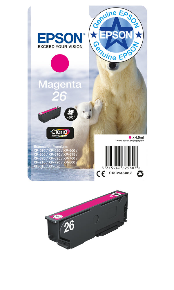 Epson Polar bear 26 Claria Premium Single Magenta Ink