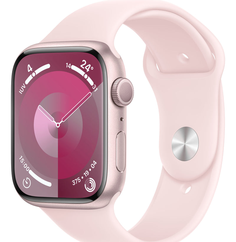 Apple Watch Series 9 GPS 45mm Pink Aluminium Case w/ Light Pink Sport Band - S/M