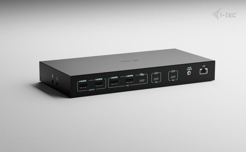 i-tec USB-C KVM Dock PRO for Three Hosts, Dual Video, with 2x Power Delivery, max 92W