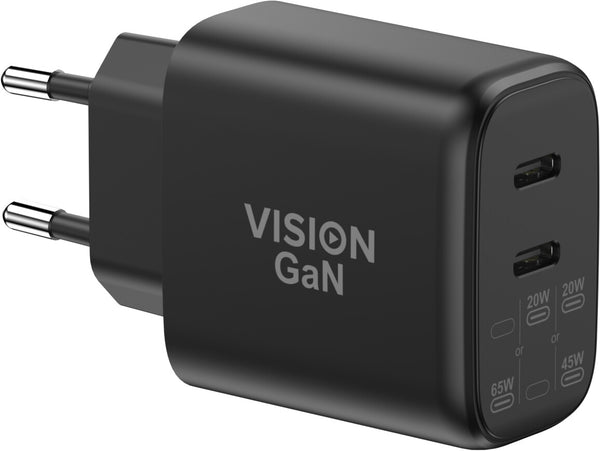 Vision TC-PUSBCEU/65 mobile device charger Universal Black AC Fast charging Indoor