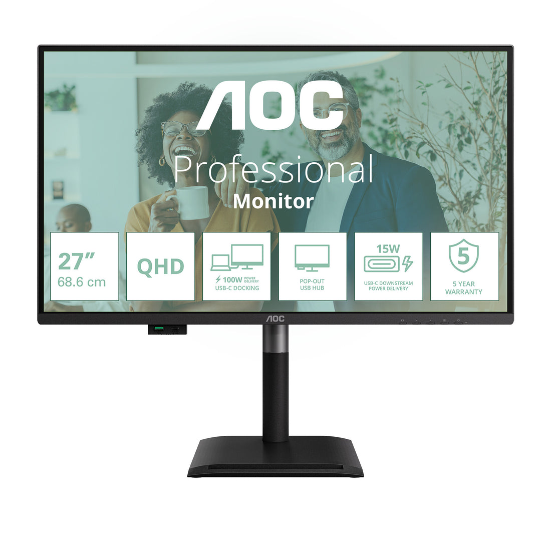 AOC Q27P4CV computer monitor 27" 2560 x 1440 pixels Quad HD LED Black