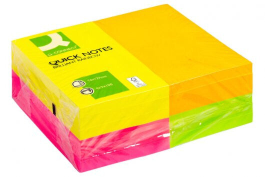 Q-CONNECT KF01350 note paper Rectangle Green, Magenta, Orange, Yellow 100 sheets Self-adhesive
