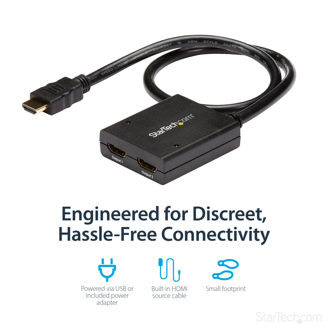 StarTech.com 4K HDMI 2-Port Video Splitter – 1x2 HDMI Splitter – Powered by USB or Power Adapter – 4K 30Hz - image 10