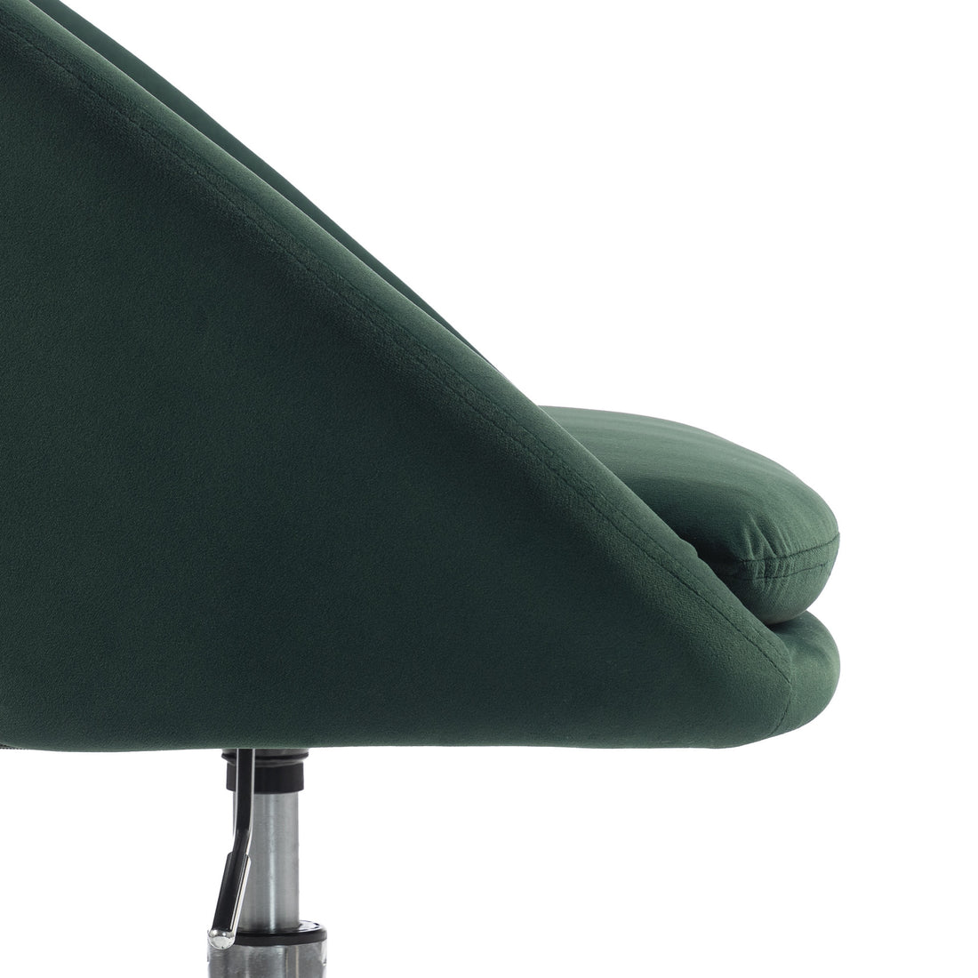 HOMCOM Velvet Desk Chair, Modern Office Chair with Height-Adjustable, Wheels, for Home Study Bedroom, Dark Green