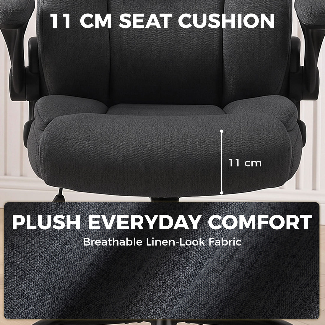 HOMCOM Office Chair, Executive Desk Chair with Flip-up Armrest, Thick Padding, 360 Degree Swivel, Dark Grey