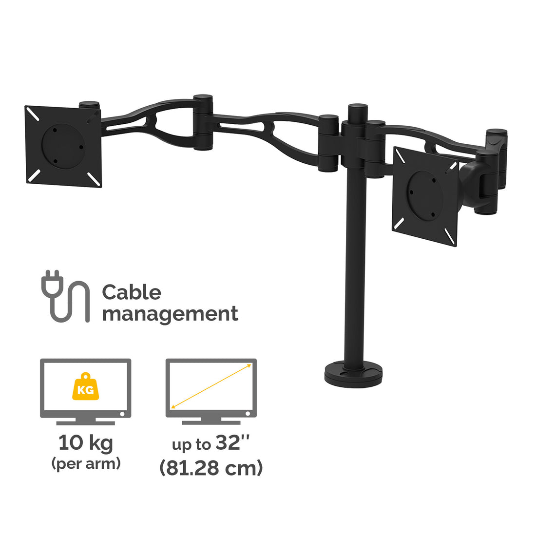 Fellowes Vista Dual Monitor Arm - Monitor Mount for 10KG 26 inch Screens - Ergonomic Adjustable Monitor Arm - image 3