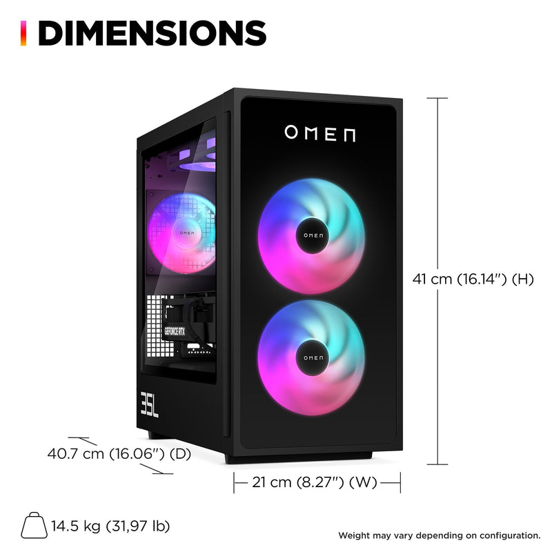 HP OMEN 35L Gaming Desktop GT16-0000na PC AMD Ryzen™ 5 8500G 16 GB DDR5-SDRAM 1 TB SSD NVIDIA GeForce RTX 4060 Windows 11 Home Tower Black