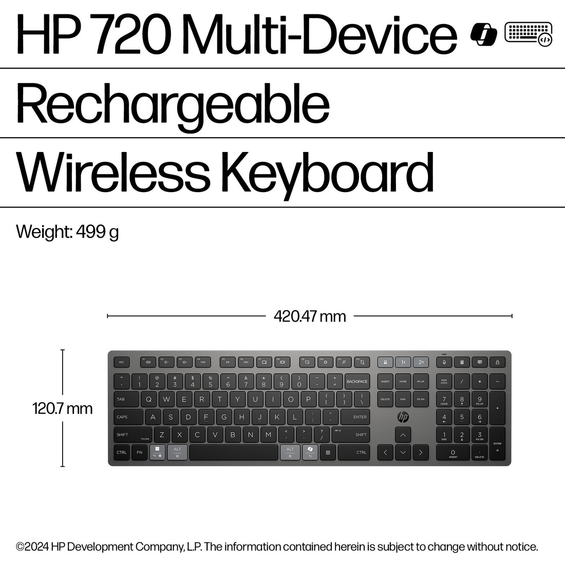 HP 720 Multi-Device Rechargeable Wireless Keyboard - image 4