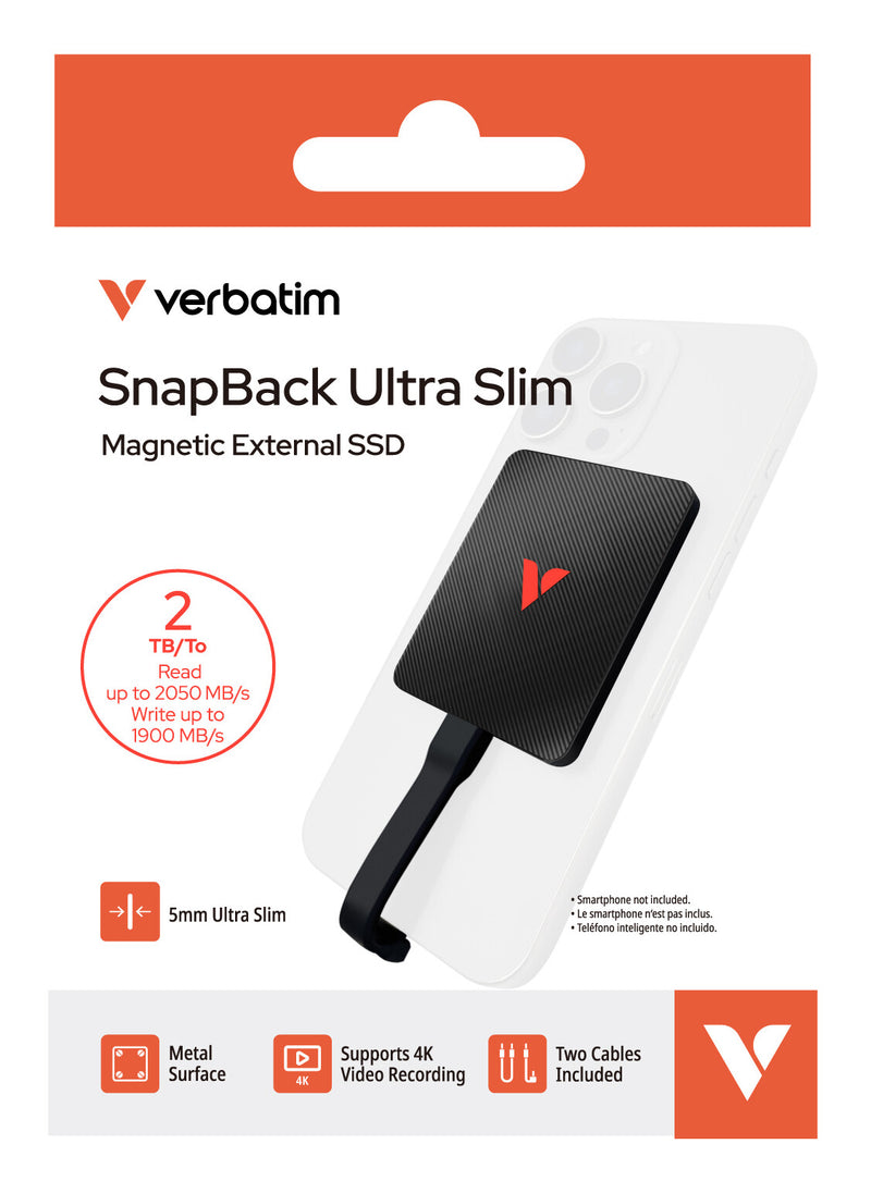 Verbatim SnapBack Ultra Slim SSD 2TB USB Type-C USB 3.2 Gen 2x2 Black