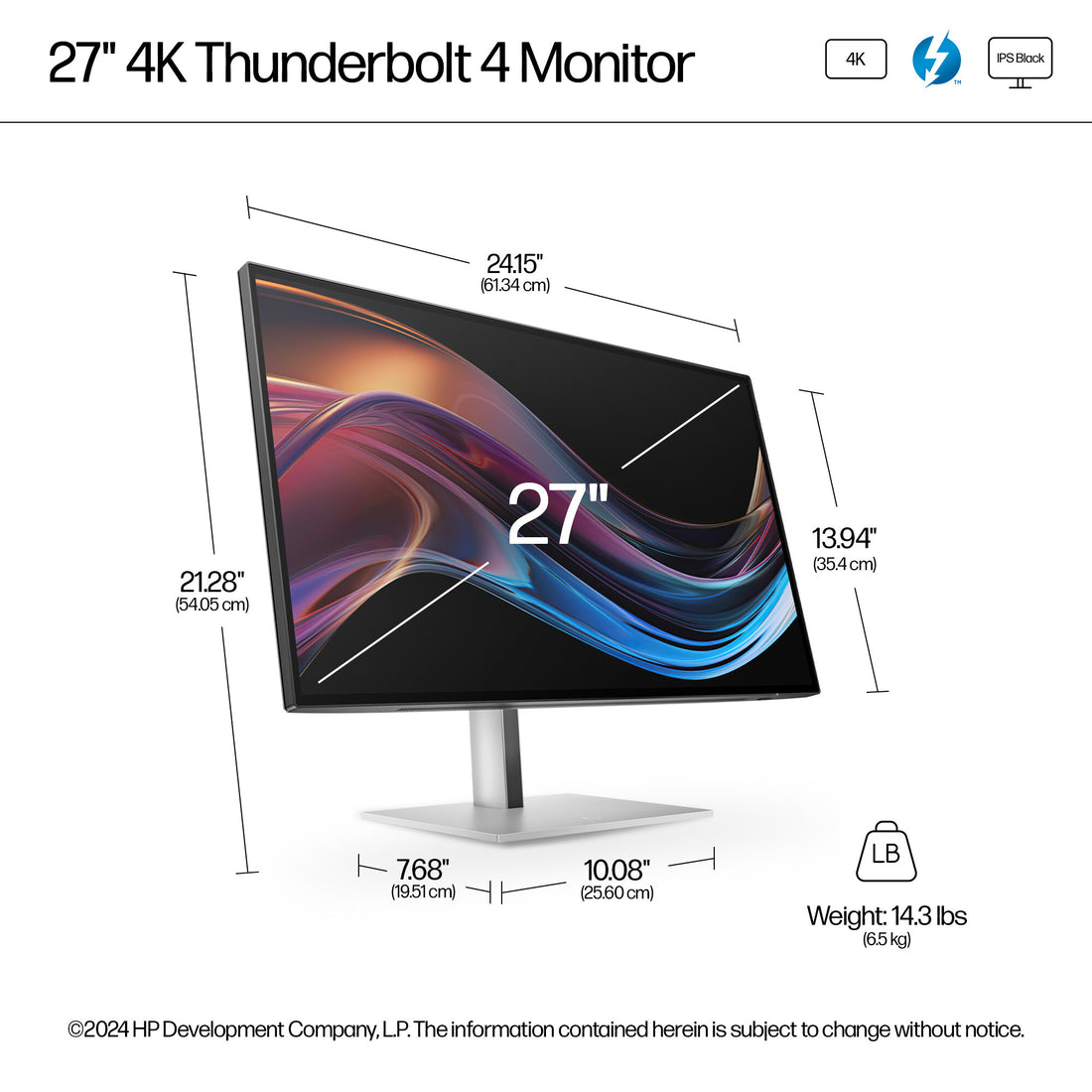 HP Series 7 Pro 27 inch 4K Thunderbolt 4 Monitor - 727pk - image 9