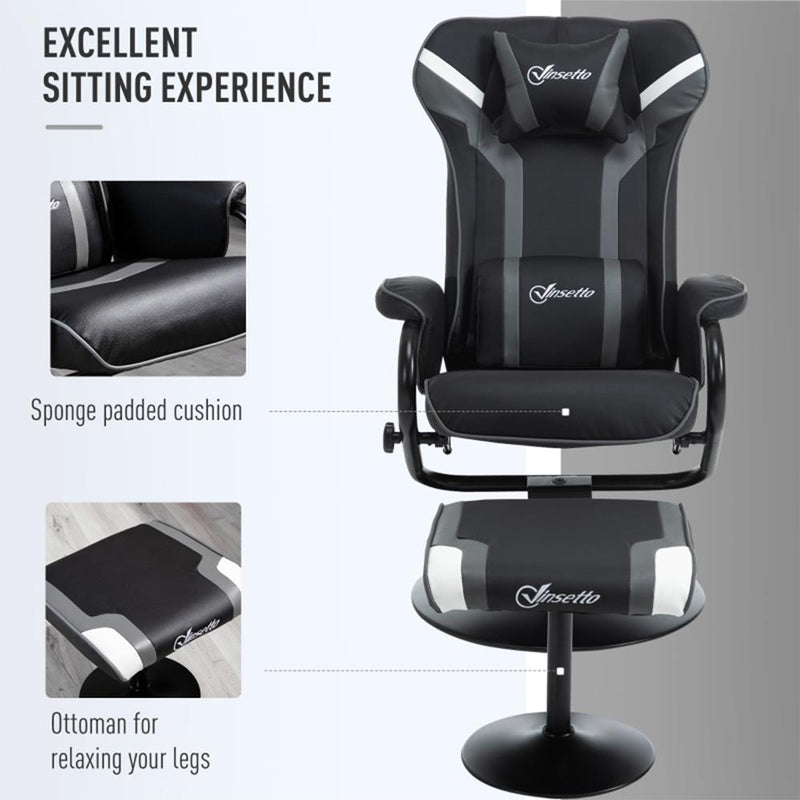 Vinsetto Gaming Chair and Footrest Set - Black/Grey