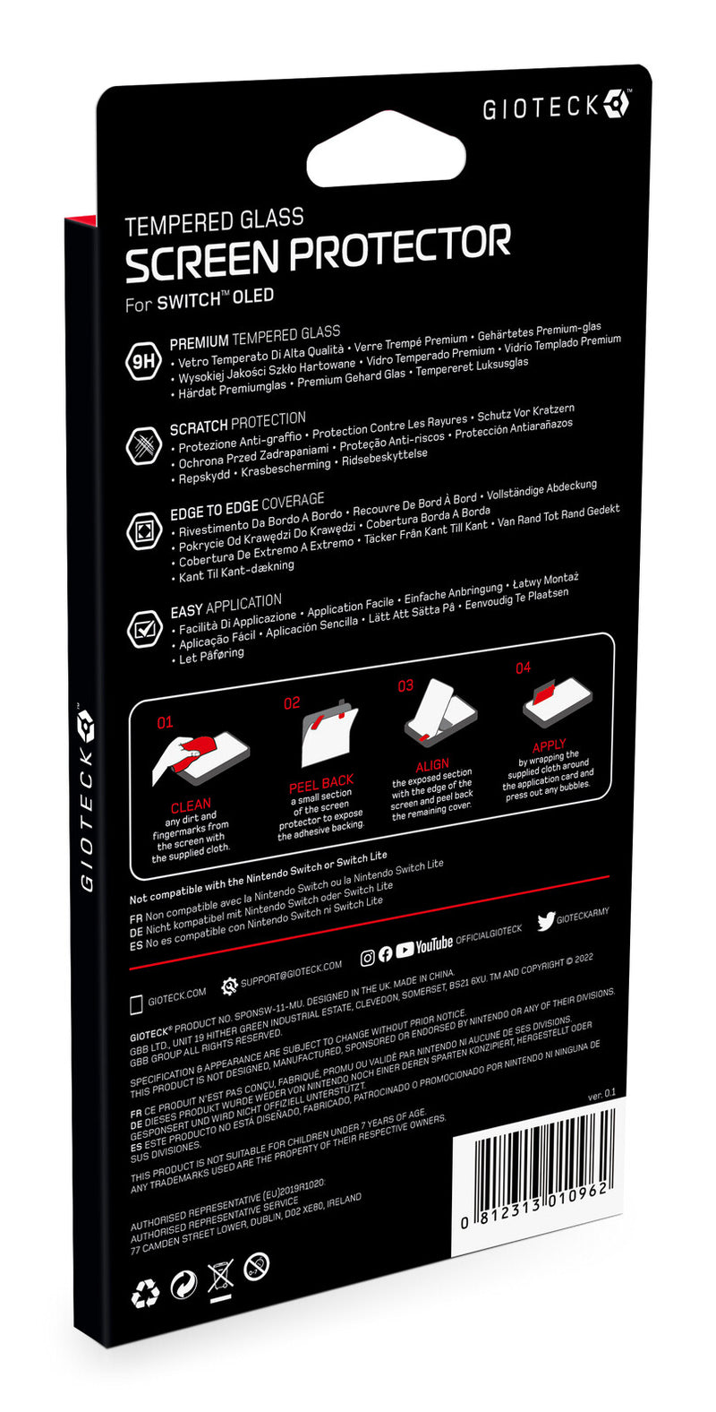 Gioteck SPONSW-11-MU game console part/accessory Screen protector