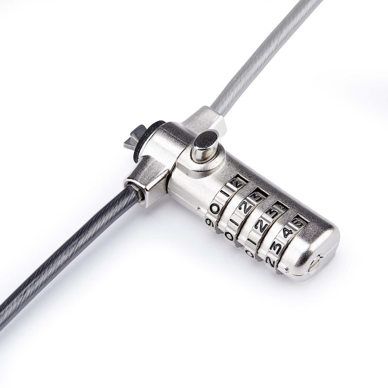 StarTech.com Slim Lock Noble Wedge® Slot Compatible, 5ft (1.5m) Locking Cable, Desk Anti-Theft Security For Laptop/Notebook, Cut-Resistant Steel Cable, Combo Lock