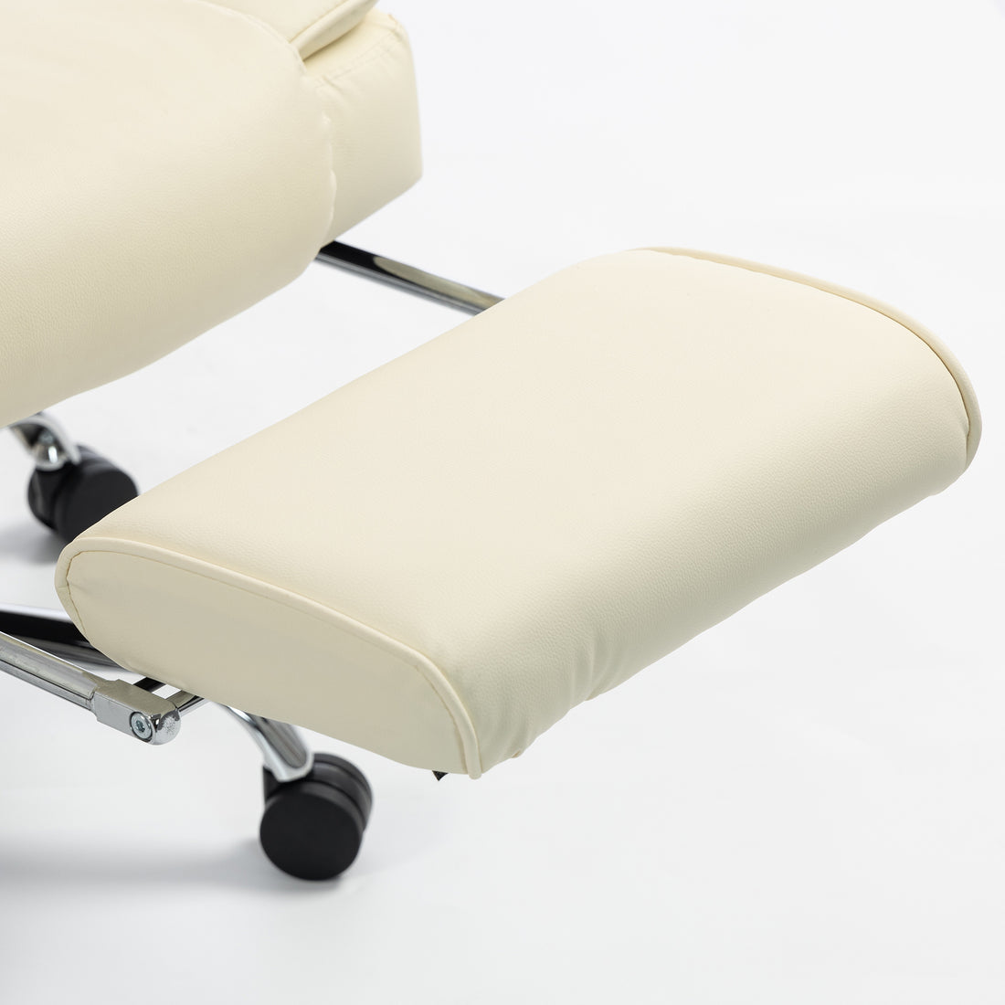 HOMCOM Executive Office Chair, PU Big and Tall Office Chair 180 kg with Wide Seat, Reclining, Lumbar Support, Beige
