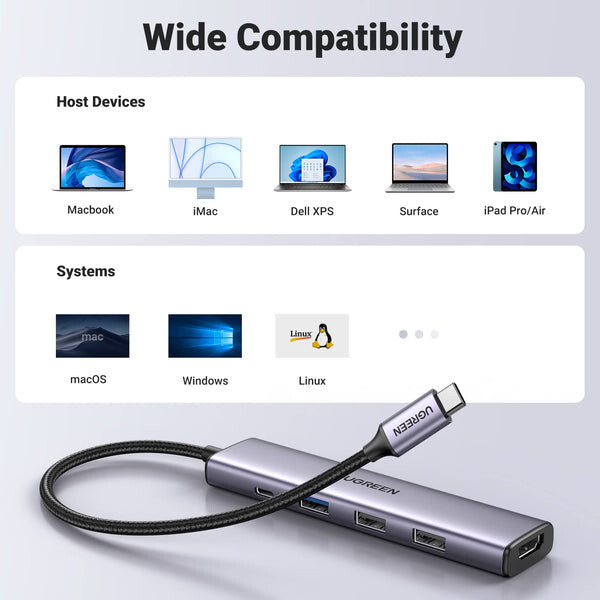 Ugreen 15495 laptop dock/port replicator Wired USB 3.2 Gen 1 (3.1 Gen 1) Type-C Grey - image 7