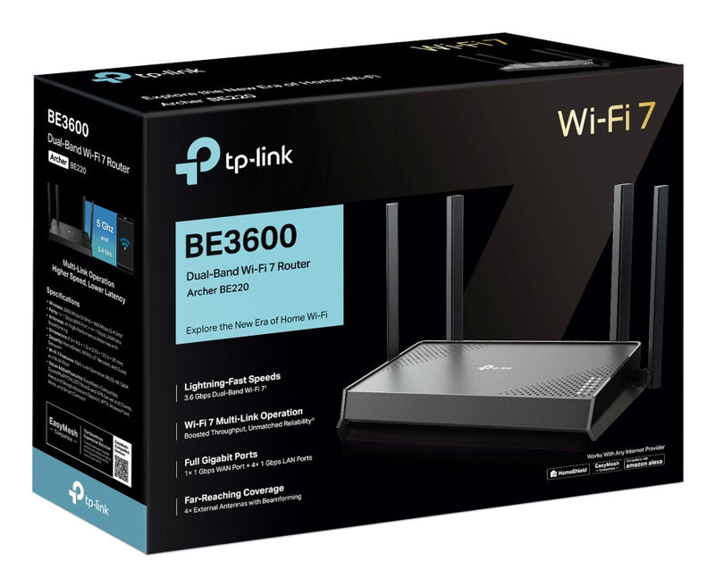 TP-Link Archer BE220 wireless router Gigabit Ethernet Dual-band (2.4 GHz / 5 GHz) Black