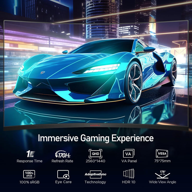 Koorui 31.5" QHD/2K 170Hz Curved Gaming Monitor (GA01)