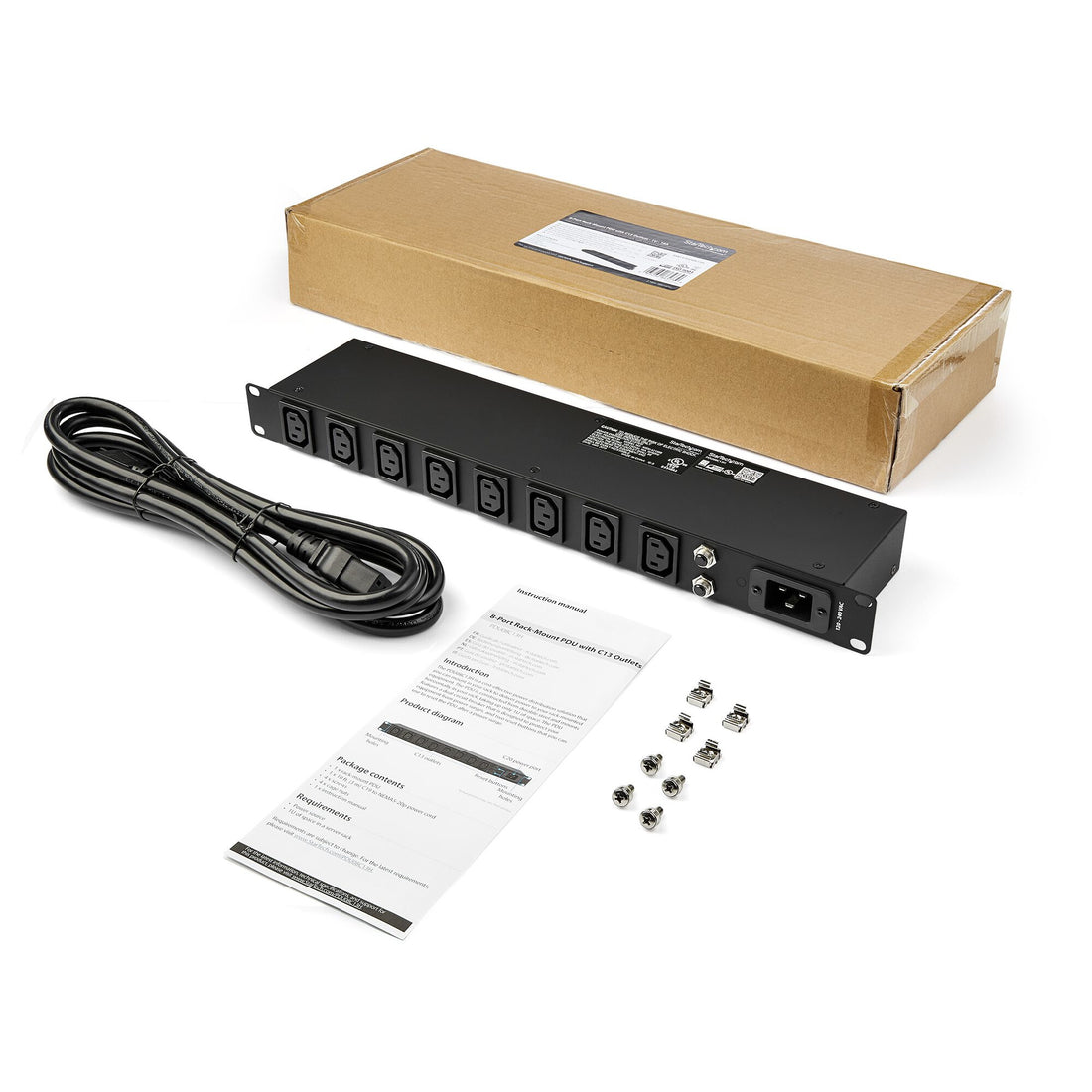 StarTech.com 8-Port Rack-Mount PDU with C13 Outlets - 16 A - 2m Power Cord (BS 1363) - 1U - image 4