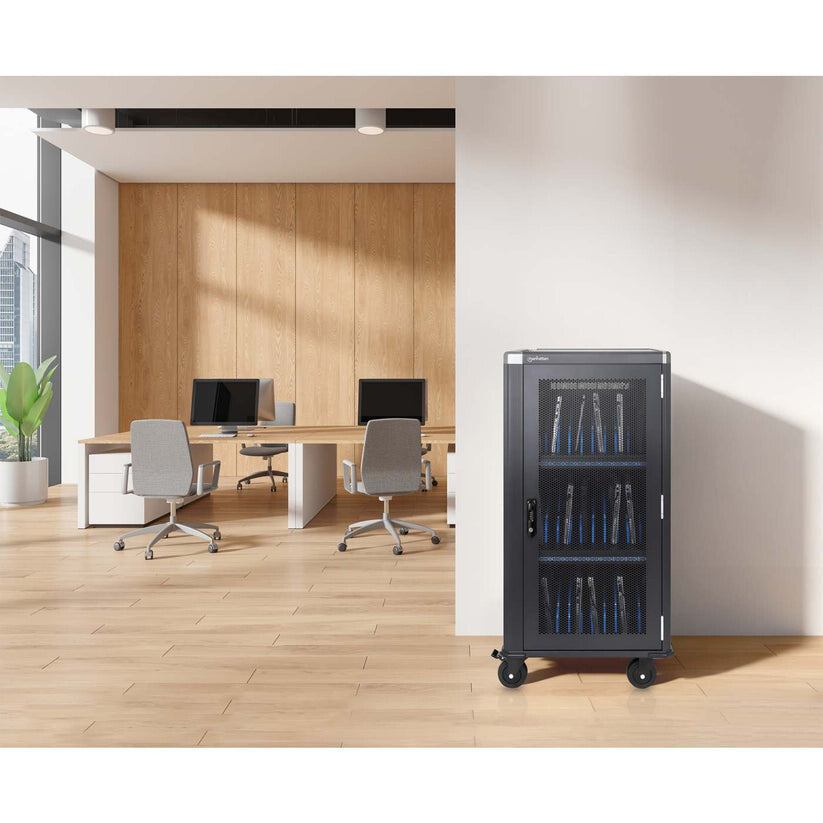 Manhattan Laptop Charging Cabinet Trolley/Cart via USB-C 65W 16" 30-bay, Suitable for USB-C laptops (to 16") - image 2