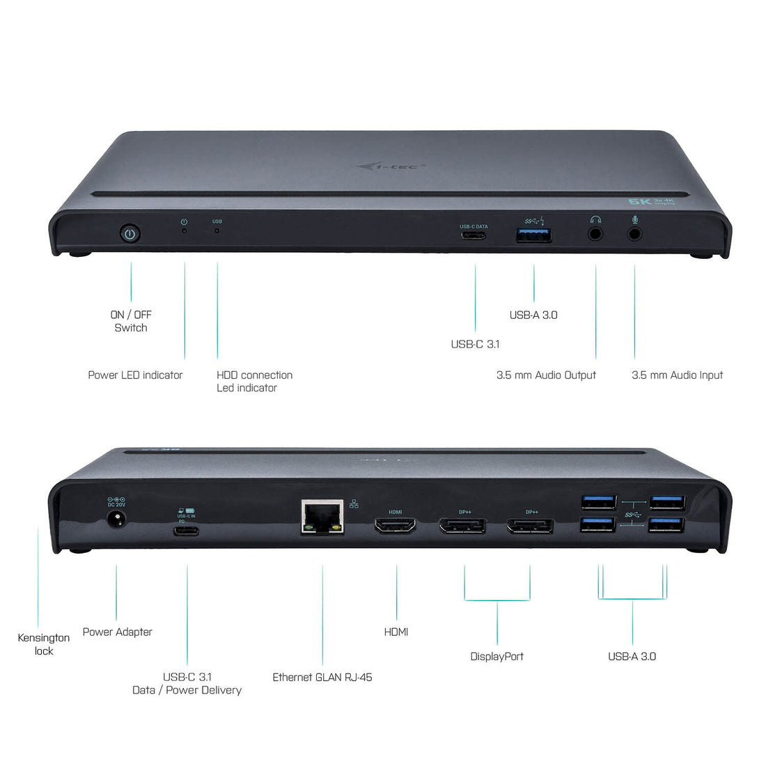 i-tec USB 3.0 / USB-C / Thunderbolt 3, 3x 4K Docking Station + Power Delivery 85W - image 5