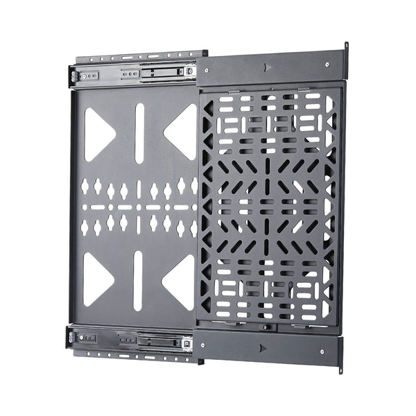 StarTech.com Slide-Out AV Component Storage Panel, Cable Box and Accessories Mounting, 22lb (10kg) Max, Behind-TV Media Wall Mount, Sliding Design for Easy Access