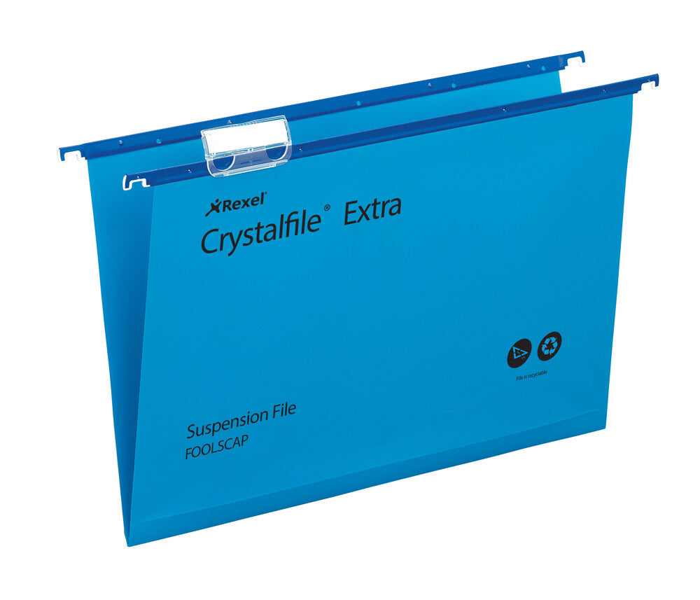 Rexel Crystalfile Extra Foolscap Suspension File 15mm Blue (25) - image 2