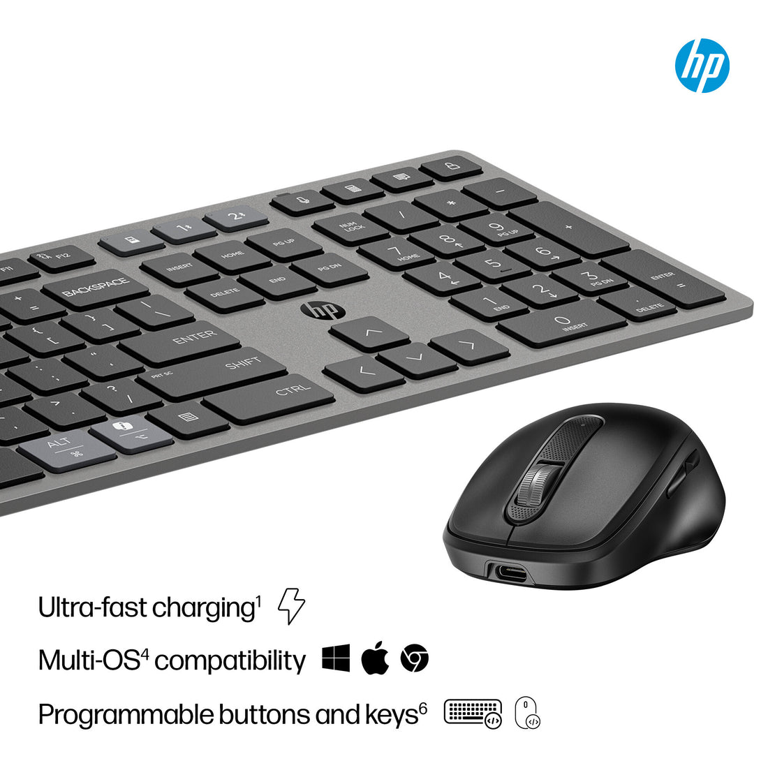 HP 720 Multi-Device Rechargeable Wireless Keyboard and Mouse Combo - image 2