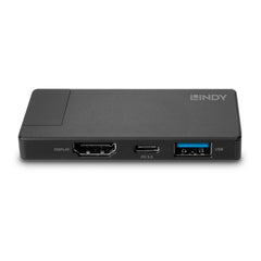 Lindy DST-Micro, USB-C Laptop Micro Docking Station with 4K Support and 100W Pass-Through Charging
