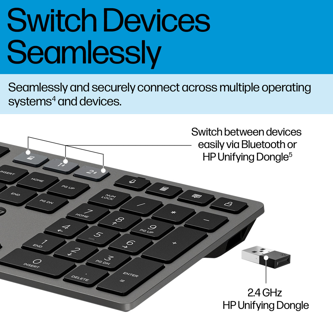 HP 725 Multi-Device Rechargeable Wireless Keyboard and Mouse Combo - image 5