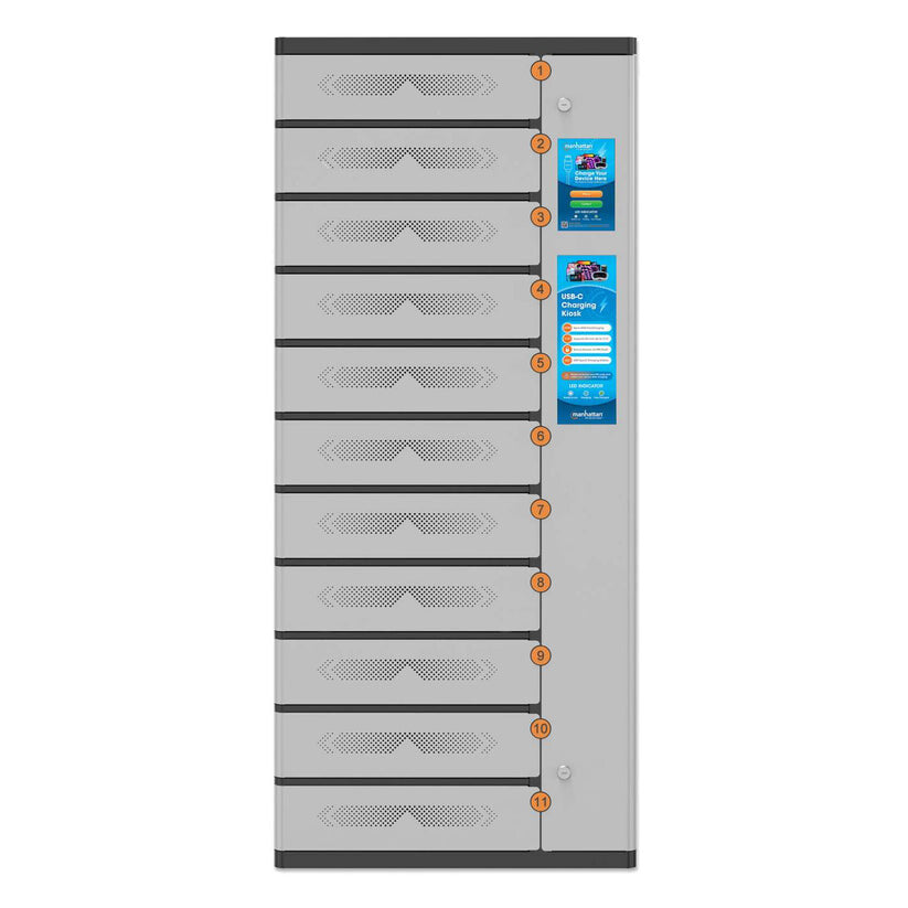 Manhattan Kiosk Laptop Charging Cabinet USB-C 65W 11-bay (individual compartment - PIN locked), Suitable for - image 5