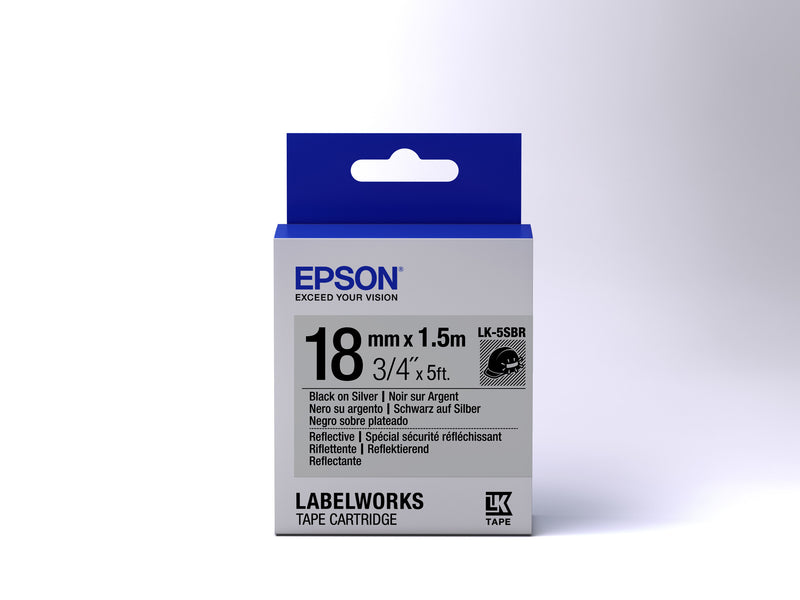 Epson Label Cartridge Reflective LK-5SBR Black/Silver 18mm (1.5m)