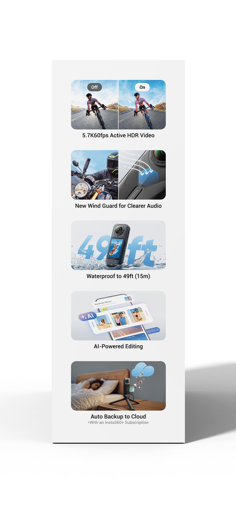 Insta360 X5 Bundle action sports camera 72 MP 8K Ultra HD 25.4 / 1.28 mm (1 / 1.28") Wi-Fi 200 g