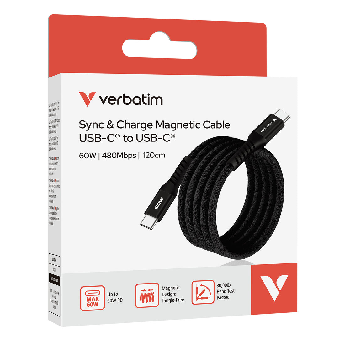Verbatim Sync & Charge Magnetic Cable - 60W USB-C to USB-C 120 cm Black - image 7
