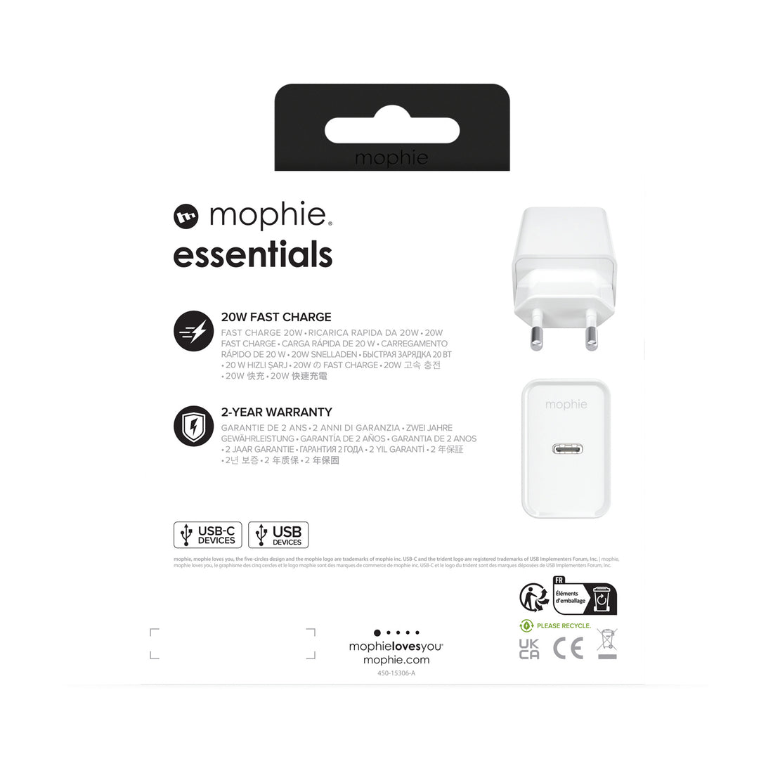 mophie essentials 20W USB-C PD wall adapter Universal White AC Fast charging Indoor - image 6