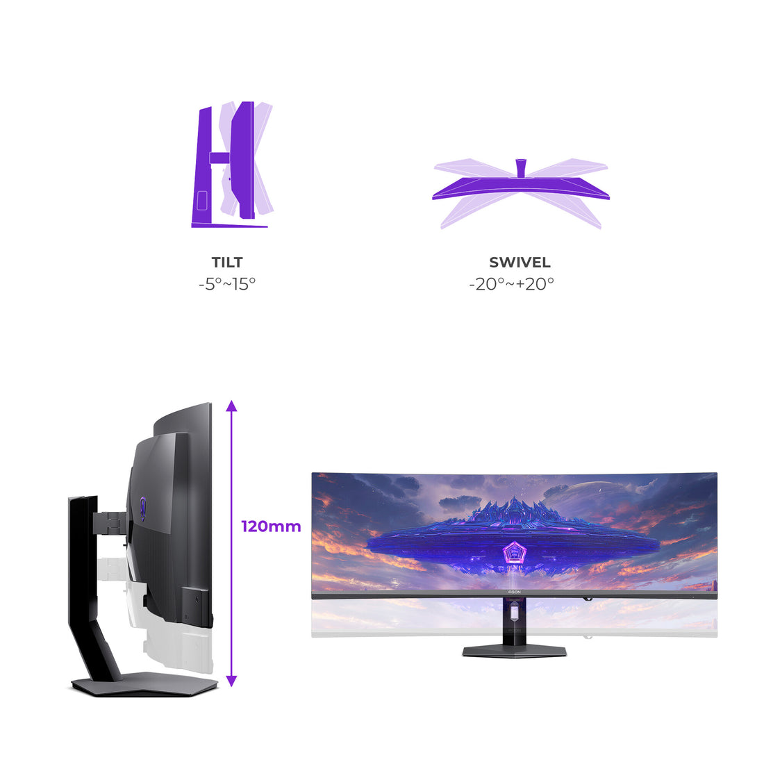 AOC AGON PRO AGP497UCZD computer monitor 48.9" 5120 x 1440 pixels 5K Ultra HD OLED Grey - image 3